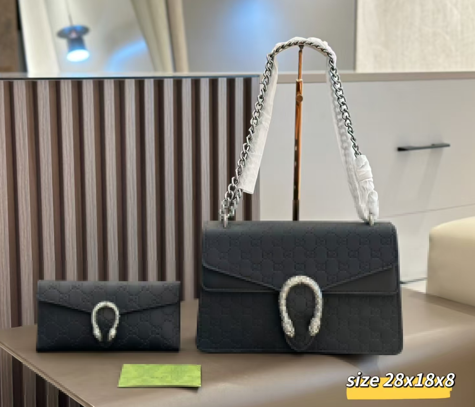 Dionysusbag Elegant Chain-Strap Shoulder Bags and Wallets Set, Classic Monogram Design, Fashionable and Practical, Luxury Style Crossbody and pruse,padiock bag