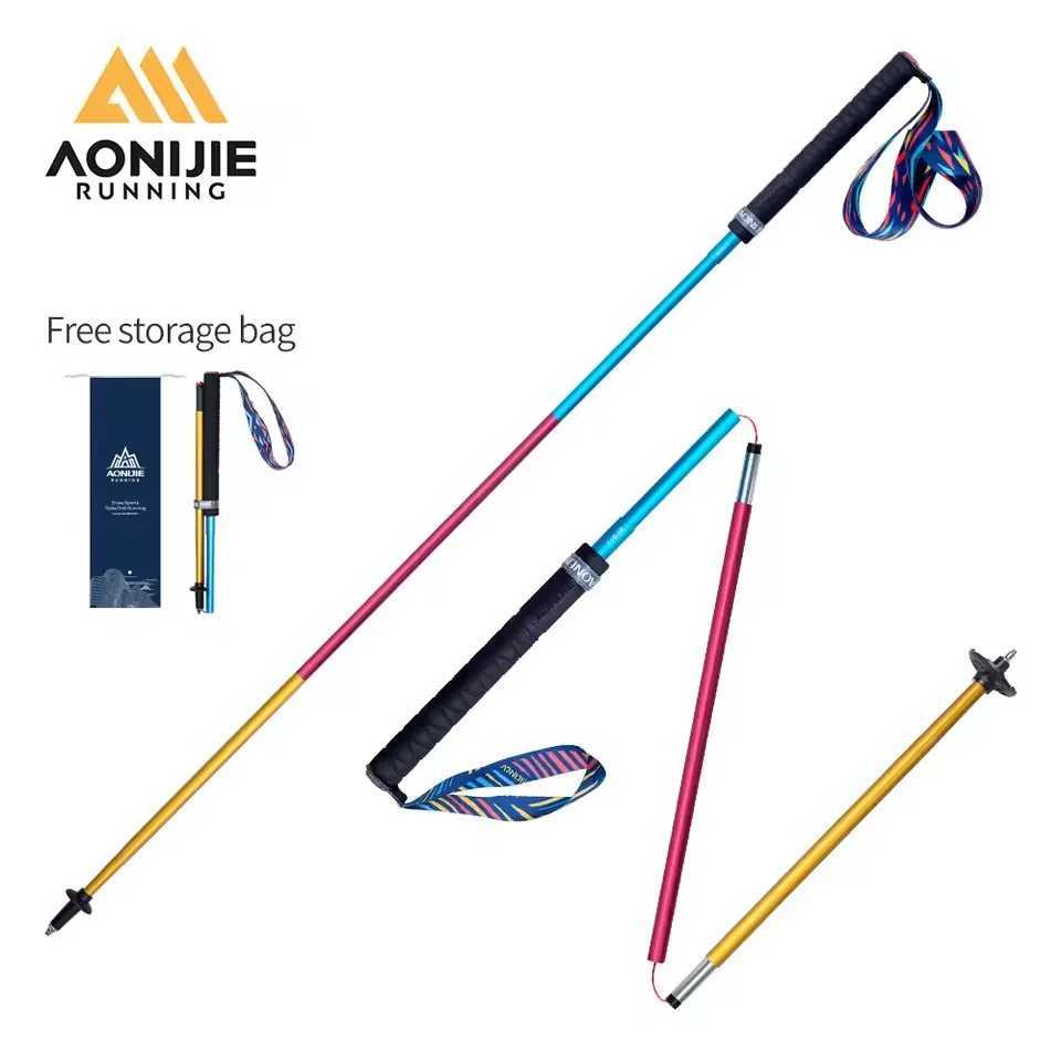 AONIJIE 2pcs Trekking Poles Folding Walking Stick Quick Lock Hiking Cane Carbon Fibers Adjustable Ultralight Walking Pole G251220