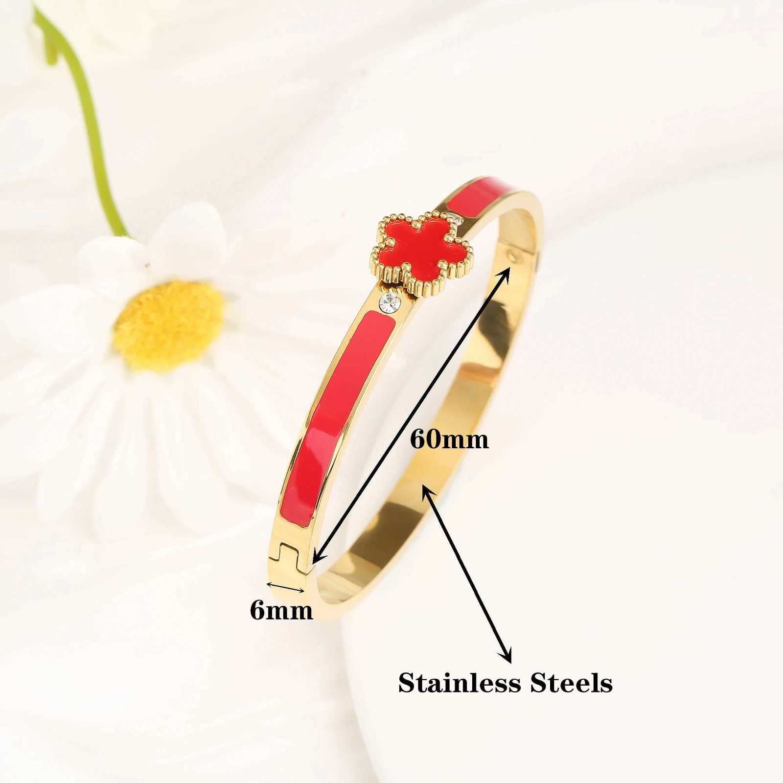 Top Quality 5 Colors Gold Plated Stainless Steel Shell Five Flower Open Bangle For Women Men Daily Party Jewelry Fine Gifts M251220