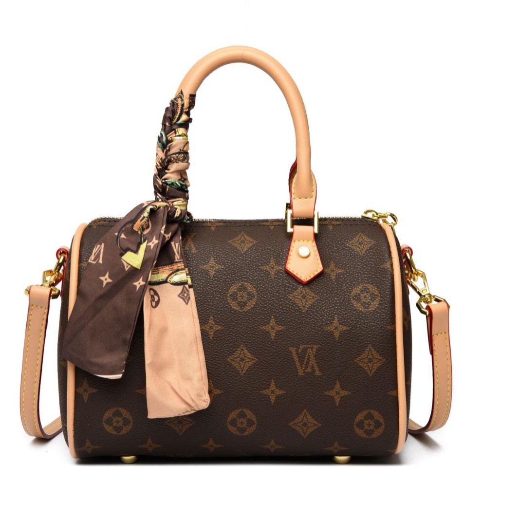 OULAIMEIZI Designer Bag 2025 New Fashionable Boston Bag Womens Retro Versatile Single Shoulder Cross body Bag brown yellow