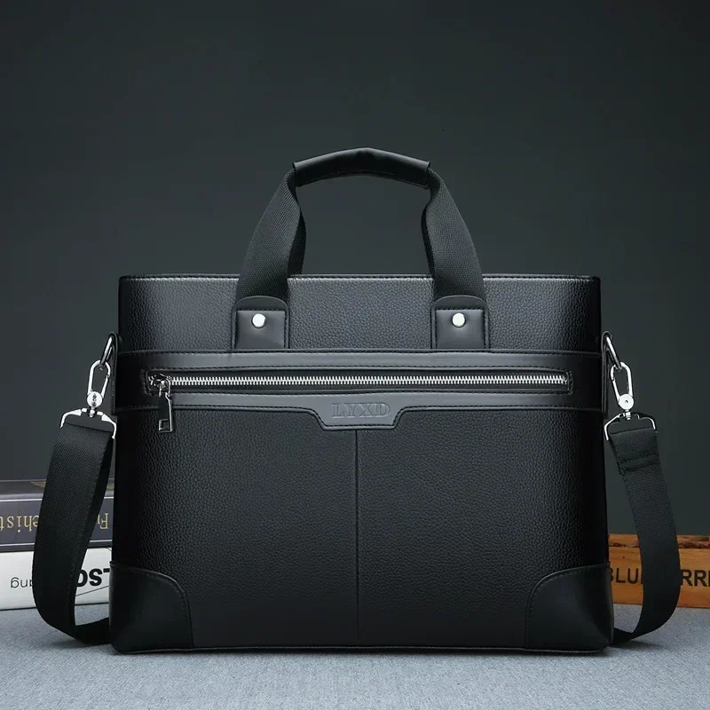 Mens PU Leather Briefcase Waterproof Anti-Theft Laptop Bag for Business Office Travel - Document Organizer Shoulder Bag 251218