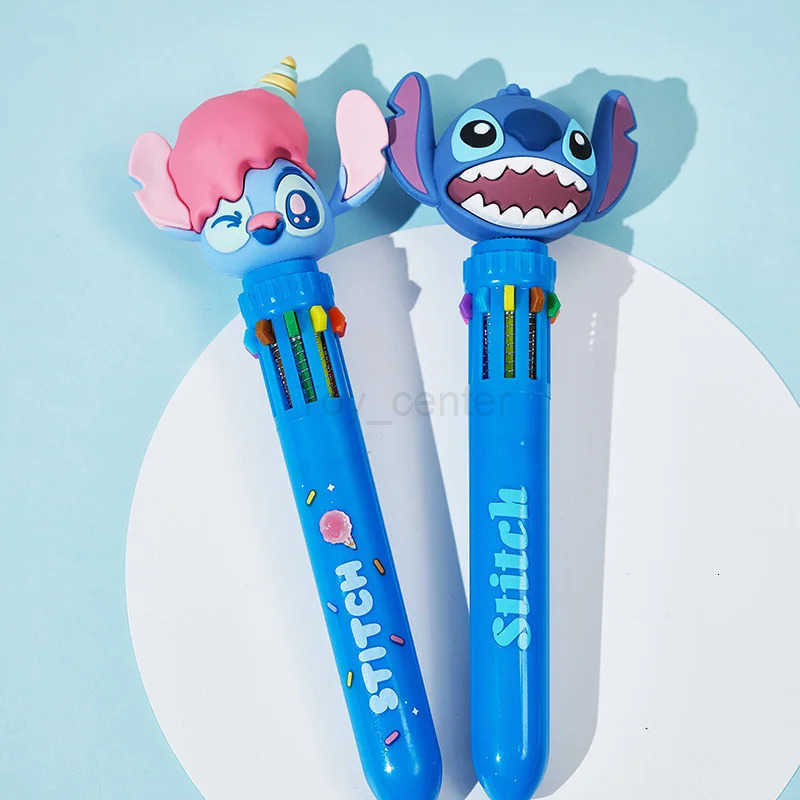 Disney Kawaii Stitch Ballpoint Pen Cartoon 10 Color Marker 07 Kids Graffiti Multicolor Hand-held Pen Students Learn Stationery H251220