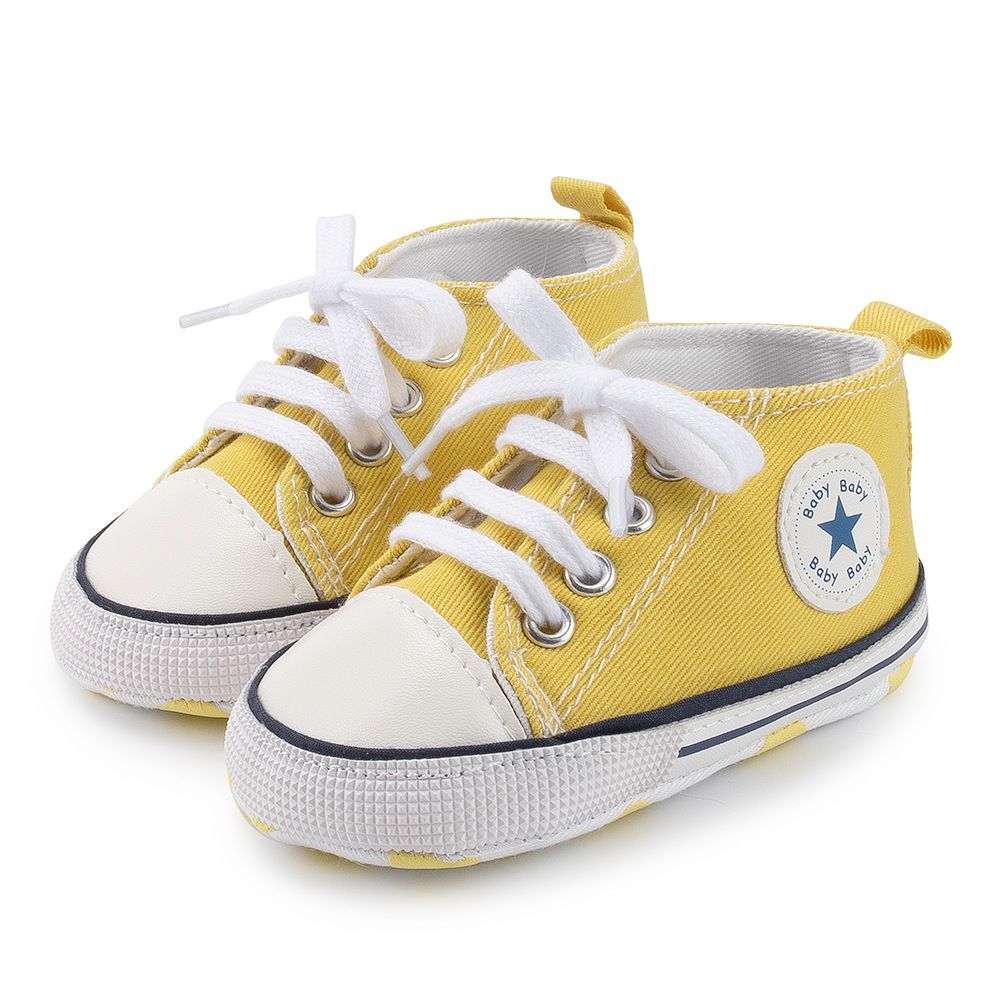 Unisex Baby Boy Girl Canvas Sneakers Soft Sole Infant Lace up Newborn Ankle Walkfashion Toddler First Walkers Crib Shoes 0-18 Months W006