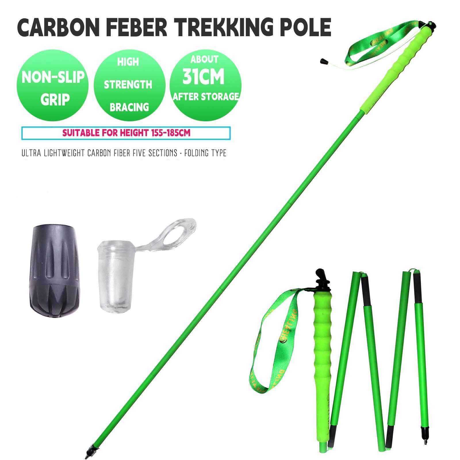 OKHEALING Ultra T700 Carbon Fiber Trekking Sticks Poles Lightweight Portable Hiking Poles Walking Sticks Hiking Accessories G251220