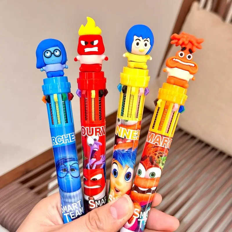 Disney 9/36pcs Inside Out Doll 10 Colors Ballpoint Pen Cartoon Colored Markings Multifunctional Student Supplies Stationery Wholesle H251220