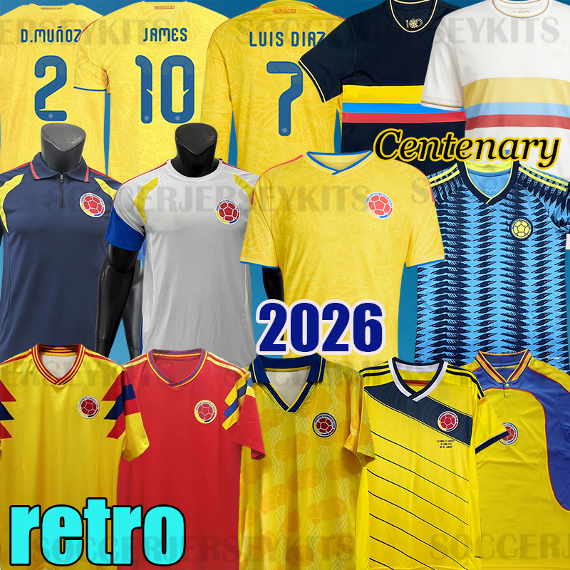 2025 Collection Colombia 2025 Centenary Soccer Jerseys 2025 1990 Valderrama Retro JAMES 100 years football shirt men kids white kit Camiseta de futbol maillot