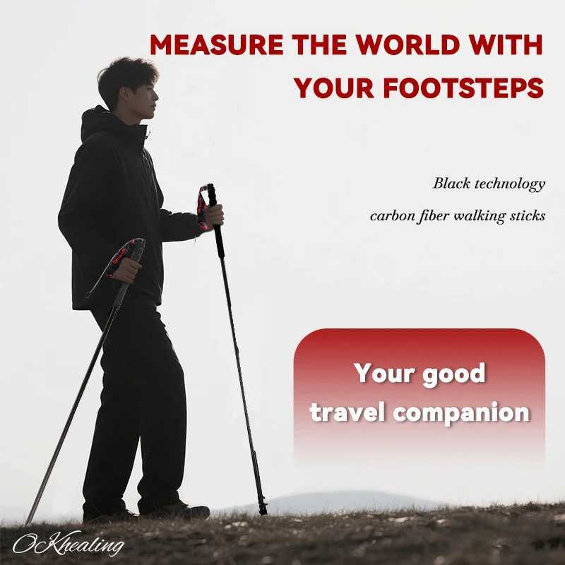 110g Ultra Light Weight Trekking Poles Foldable Hiking Sticks Carbon Fiber Hiking Poles Walking Sticks Trekking Walking Poles G251220