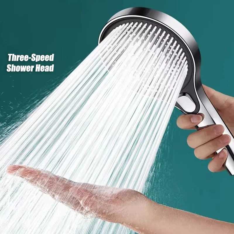 High Pressure 13cm Shower Head Black 3 Modes Water Saving Spray Nozzle Massage Rainfall Shower Bathroom Accessories New C251220