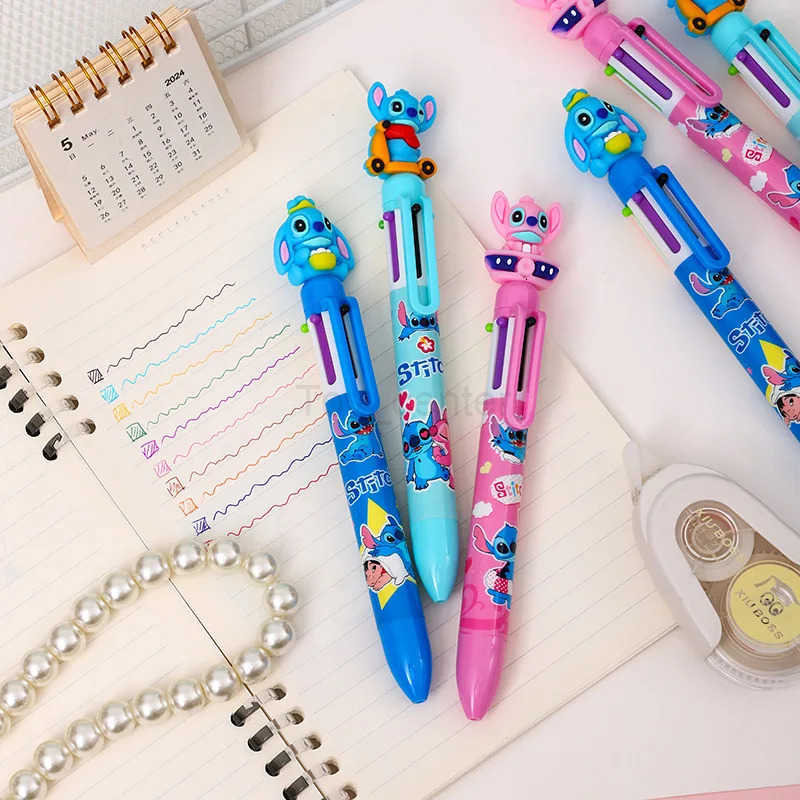 Disney Stitch 36pcs Ballpoint Pen Cartoon 6 Color Hand-Held Press Marker 07mm Student Graffiti School Children Stationery Gift H251220