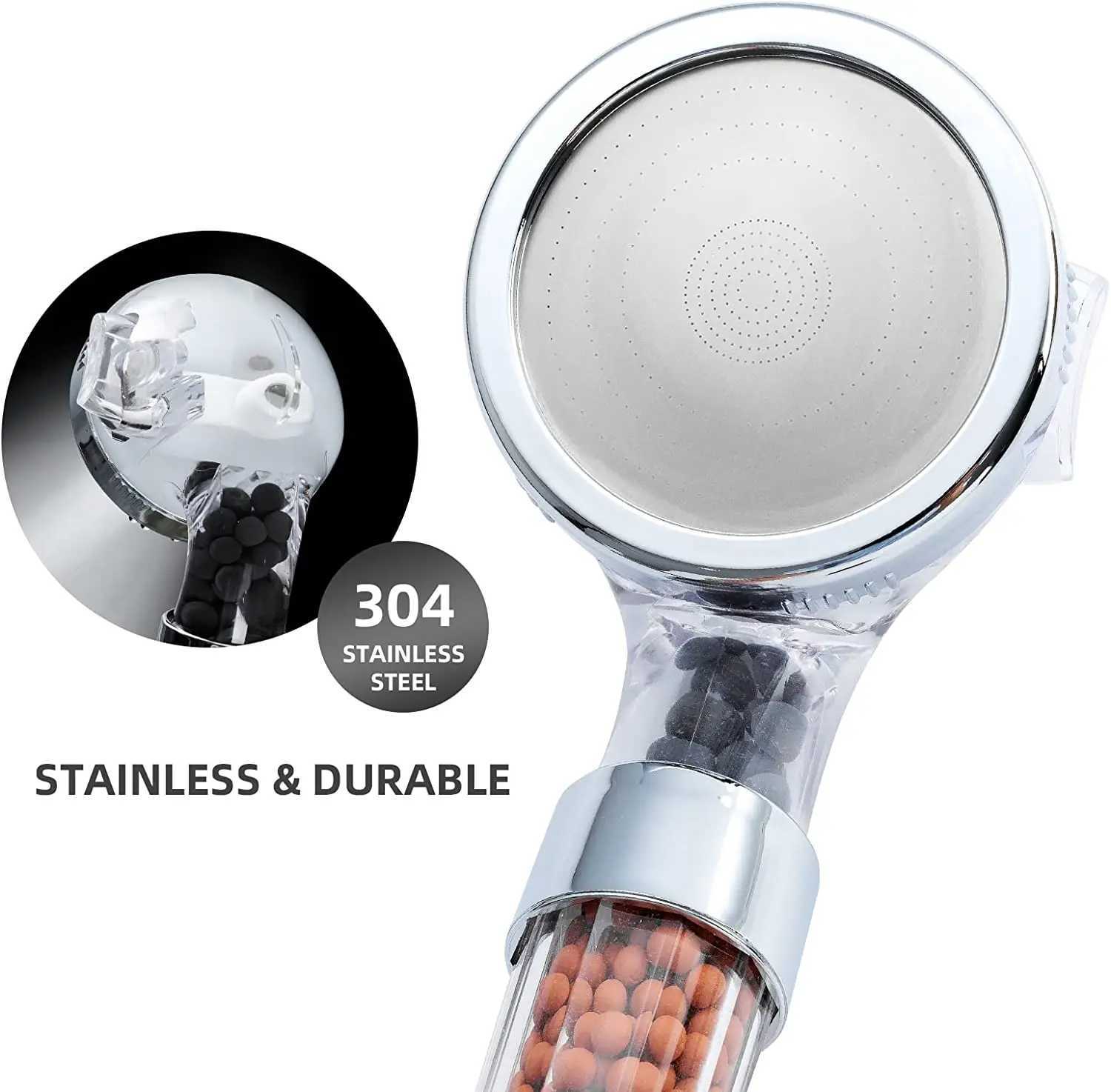Bathroom Mineral Anion Stones Filter Shower Head 3 Modes Handheld High Pressure Water Saving Showerhead Bathroom Accessories C251220