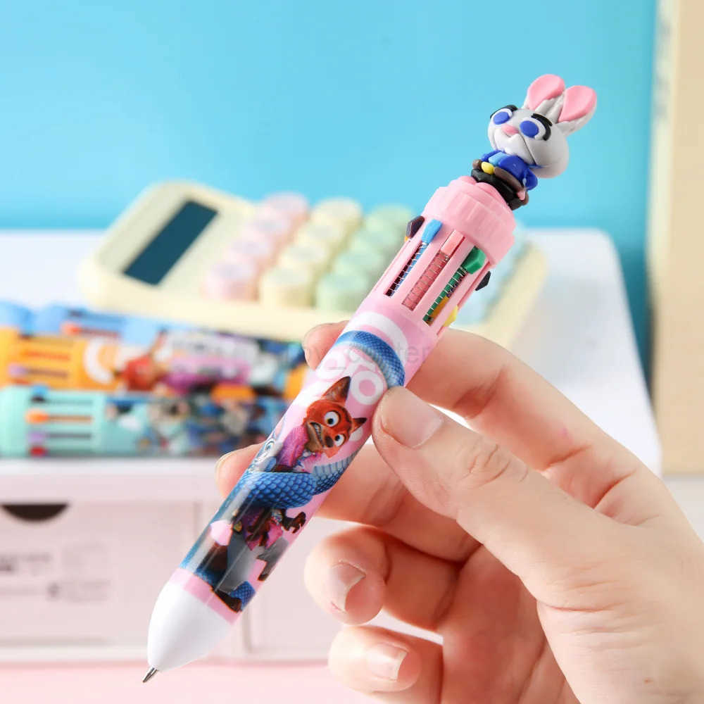 Disney Zootopia Ten Color Ballpoint Pens Kids Disneys Anime Pen for Writing Student Stationery School Supplies Office Accessories Gift H251220