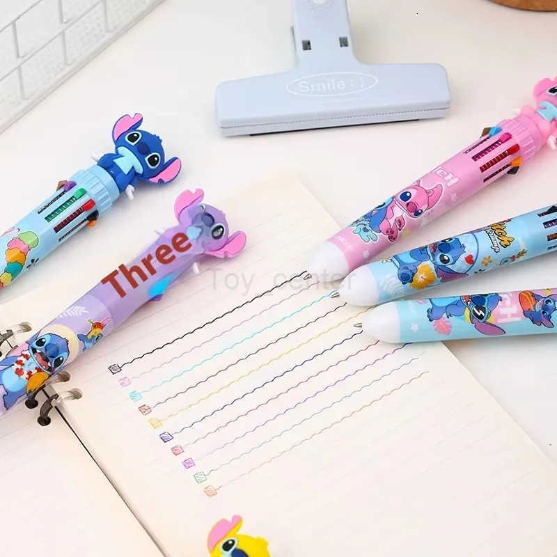 Disney Stitch Ballpoint Pen 36pcs Cartoon Lilo 10 Color Press Marker 07mm Student Graffiti Pen School Children Stationery Gift H2512201