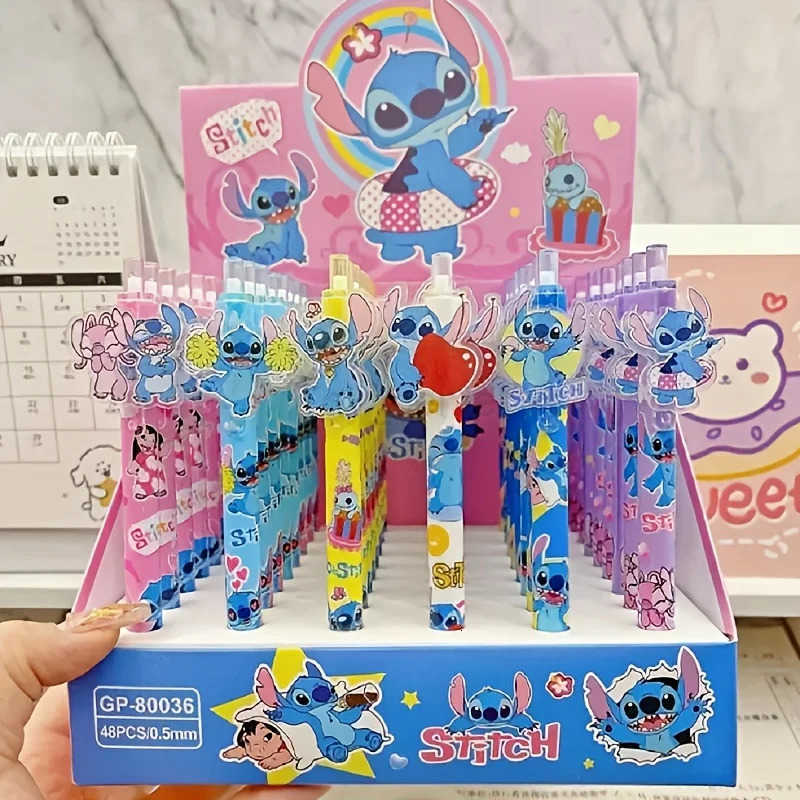 Disney 6pcs/set Stitch gel pen animation Stitch 05 black stationery pen office writing tools H251220