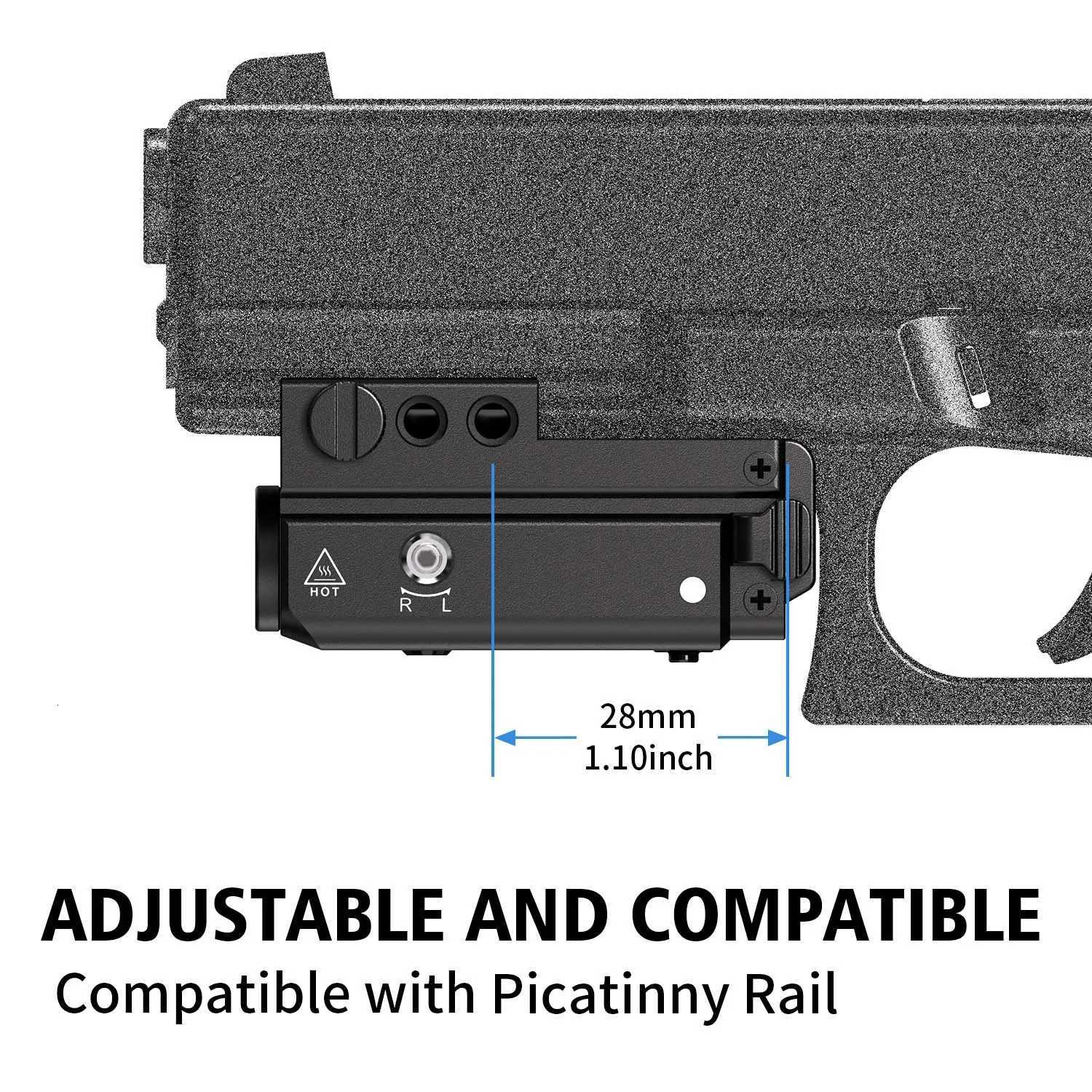 Blue Laser Flashlight Combo Tactical Weapon Gun Light fit Picatinny Rail Compact Pistol Light Laser Beam RechargeableT251220