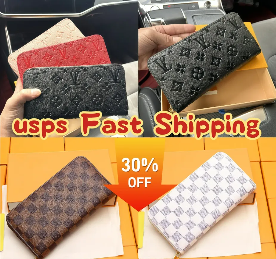 5ADesigners Wallet ZIPPY WALLET High Quality Soft Leather Mens Womens Iconic textured Fashion Long Zipper Wallets Coin Purse Card Case Holder Wih Box Dust bag