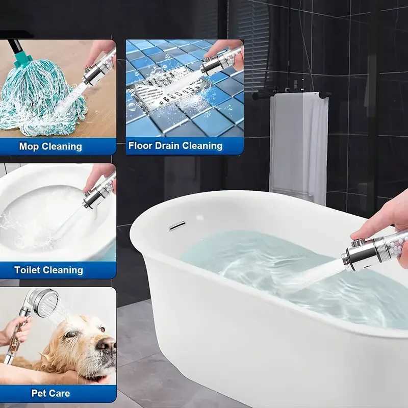 New 3-mode Negative Ion Booster Filter Shower Head One-button Water Stop Handheld Water-saving Bathroom Accessories Set C251220