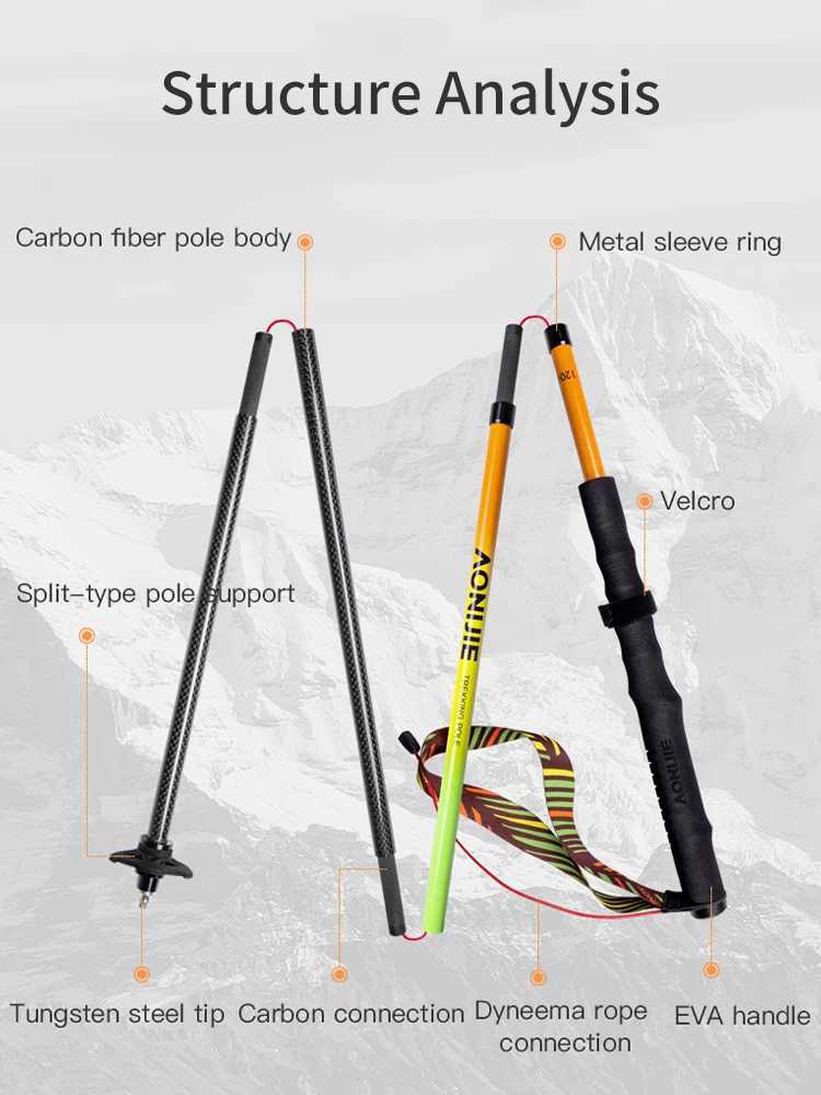 AONlJlE E4204 New Carbon Fiber Trekking Poles Outdoor Collapsible Hiking Sticks for Women and Men G251220