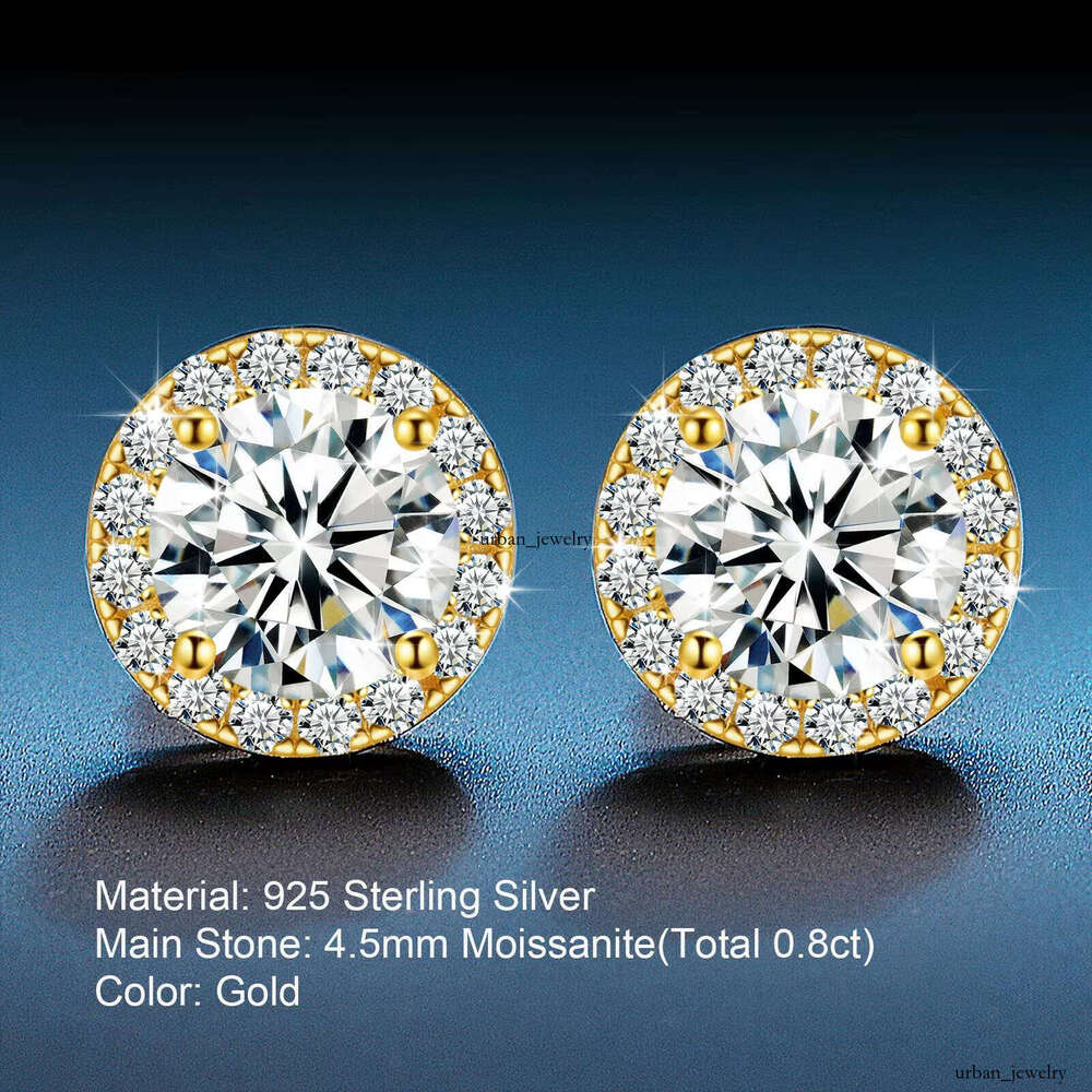 Wholesale Price 0.1ct-4ct 925 Sterling Silver Round Brilliant Cut Silicon VVS VVS Moissanite Screw Back Halo Earrings for Men and Women