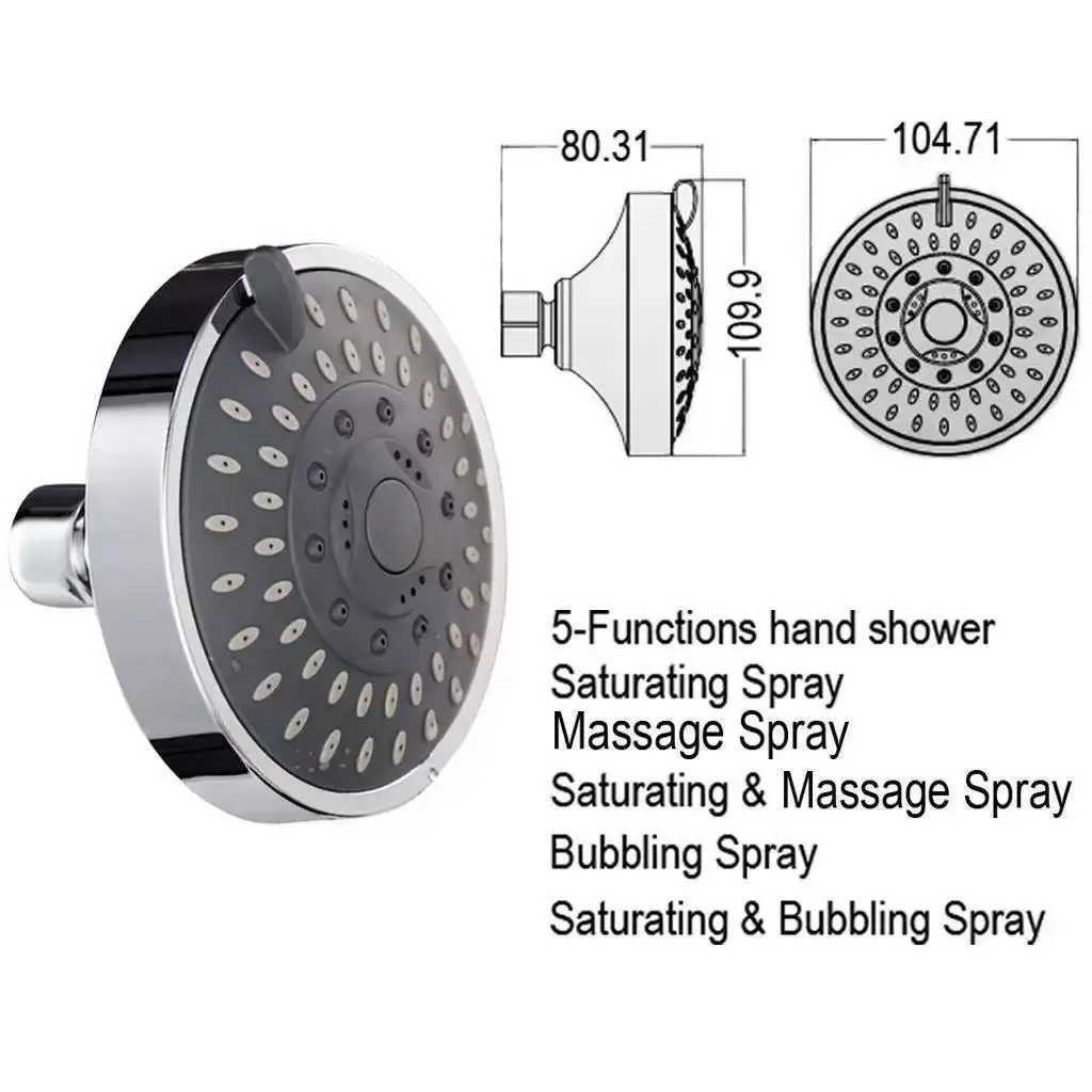 5 Modes High Pressure Shower Head 4Inch Sprayer Adjustable Rainfall Shower Head Sprayer Bathroom Fixture Faucet Replacement Part C251220