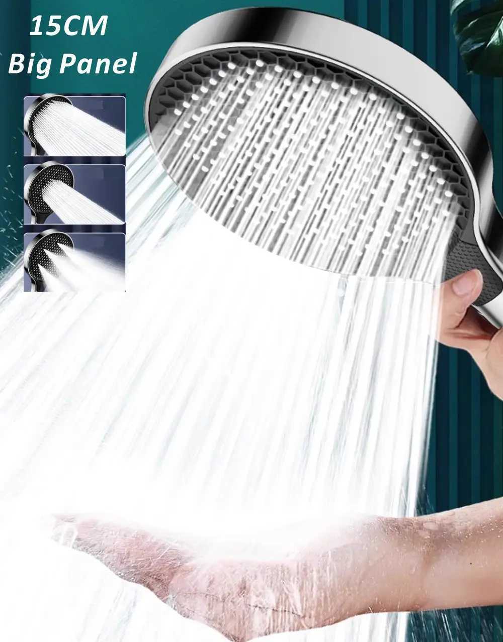 15CM Big Panel High-Pressure Water Saving Filtered Shower Head Fall Resistance 3 Modes Adjustable Bathroom Shower Nozzle Set C251220