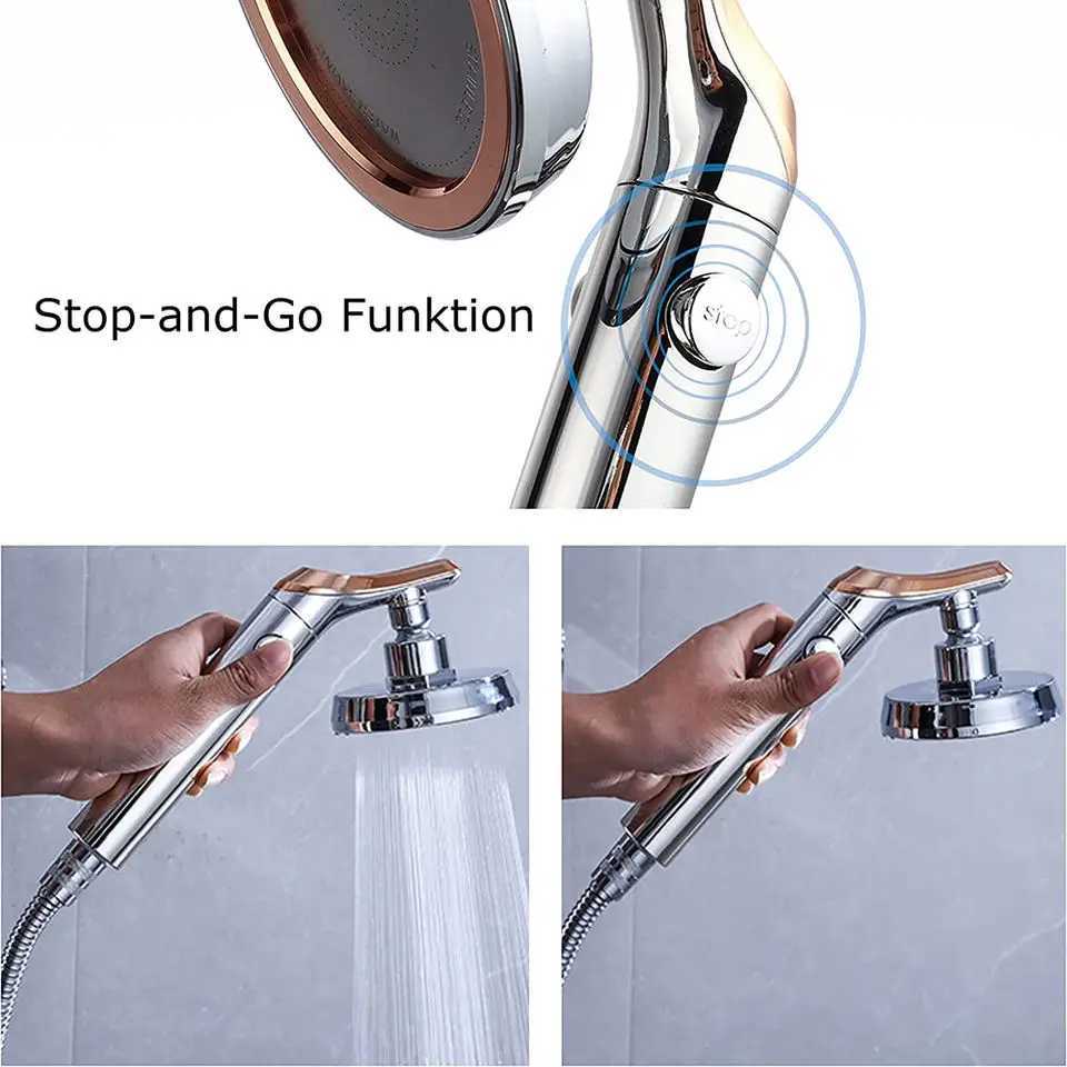 Big Panel High Pressure Large Flow Shower Head With Stop Water Button Silver Massage Abs Spray Nozzle Rainfall Bathroom Shower C251220