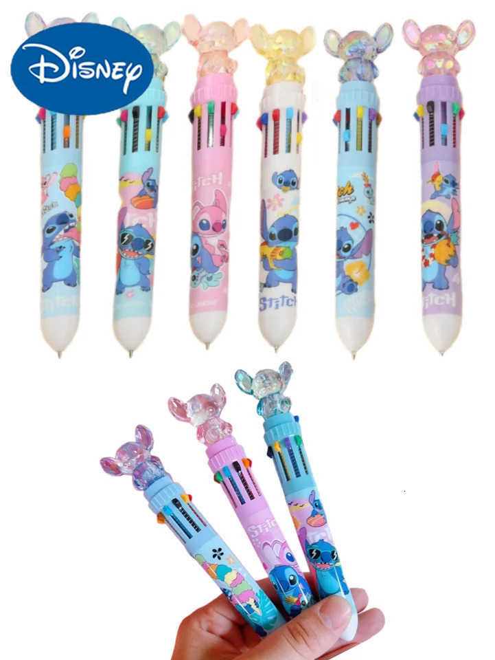 Disney 1/2/3pcs Stitch random style Press Ten Color Ballpoint Pen CartoonPen Stationery prefect for Christmas gift H2512201