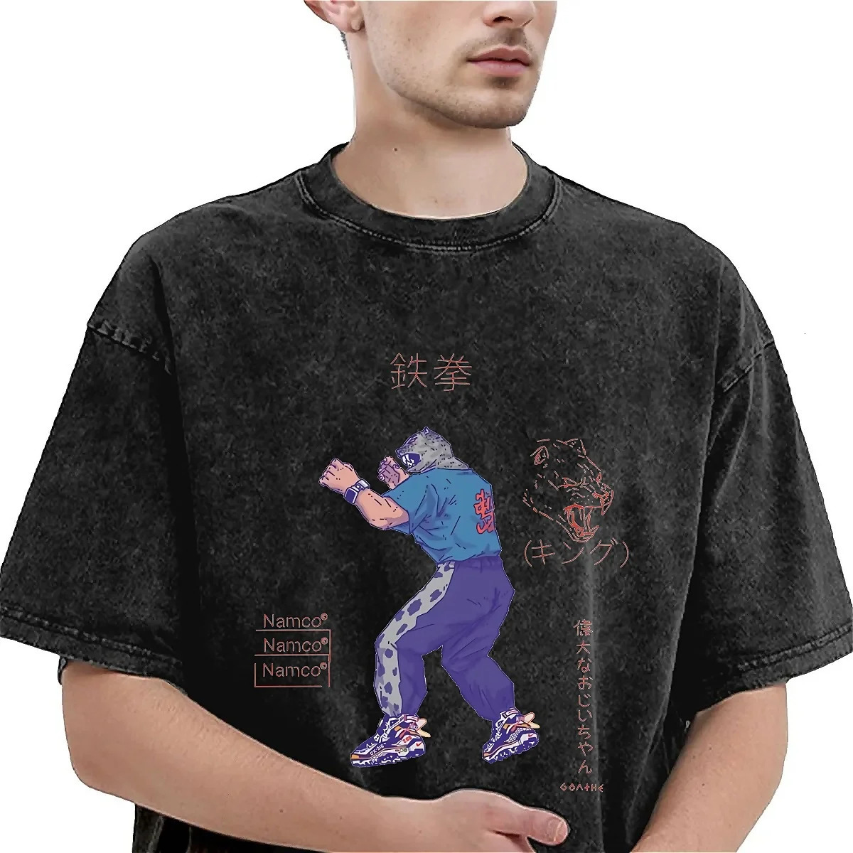 Mens T Shirt Tekken 8 Washed T-Shirts Trendy Cool Game Summer Tee Shirt Y2K Retro Custom Casual Tops Gift Idea 251211