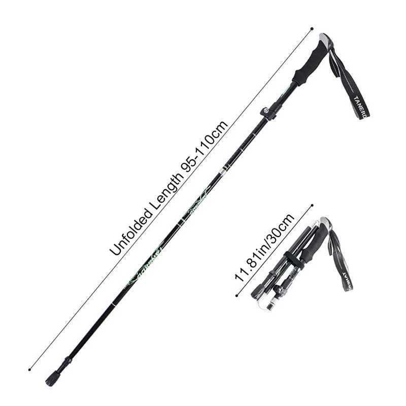 1Pc 5 Section Outdoor Telescopic Folding Trekking Pole Camping Portable Walking Hiking Stick For Elderly Easy Put Into Bag G251220