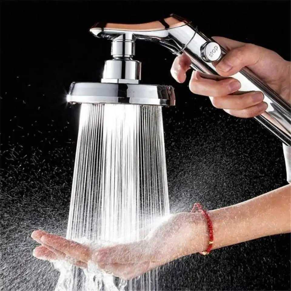 Big Panel High Pressure Large Flow Shower Head With Stop Water Button Silver Massage Abs Spray Nozzle Rainfall Bathroom Shower C251220