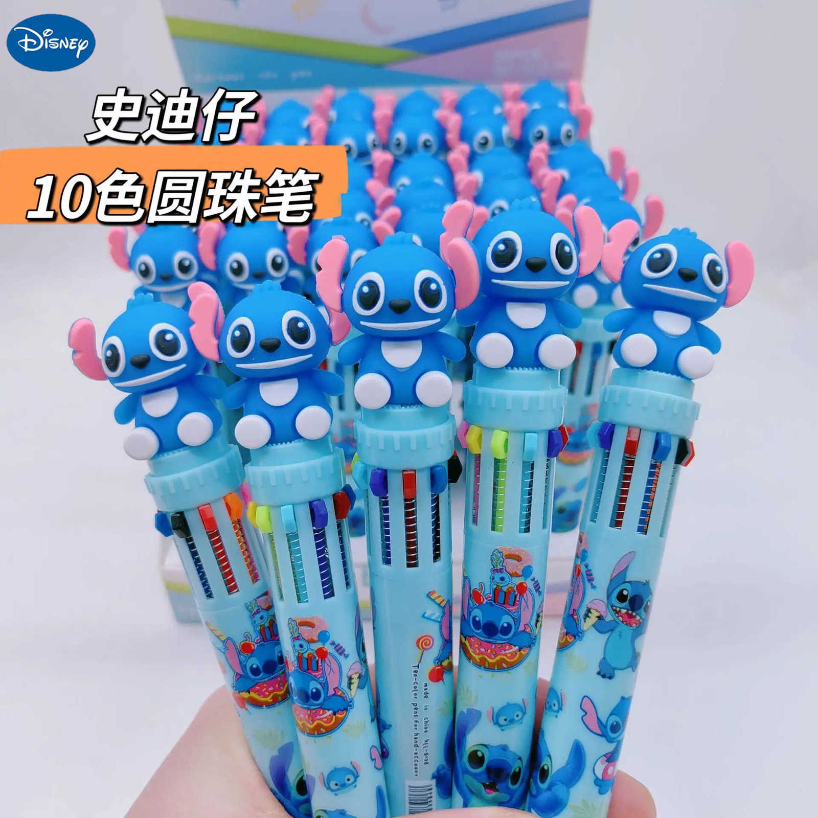 Disney Stitch Lilo Figure Doll 10 Color Press Ballpoint Pen Cartoon Student Back To School Gift Pen Stationery Gift Kids Toys H251220