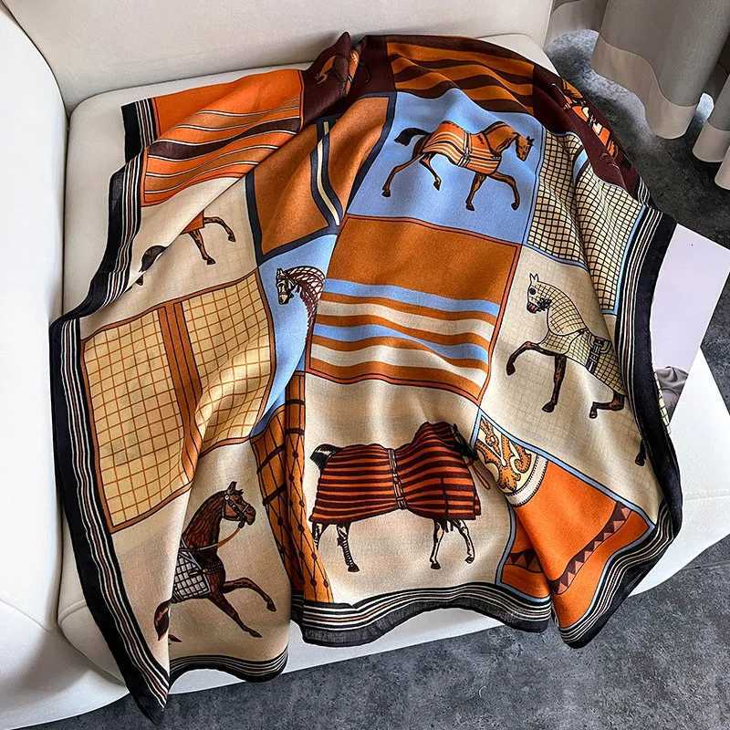 2024 Women Scarf flower print Hijab soft Shawls and Wraps Tessale Female Foulard Designer pashmina Bandana HeadscarfT251220