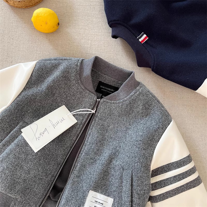 Designer Kids Clothing 2026 Kids Color Block Jacket Korean Style Loose Fit Spring Autumn Casual Coat