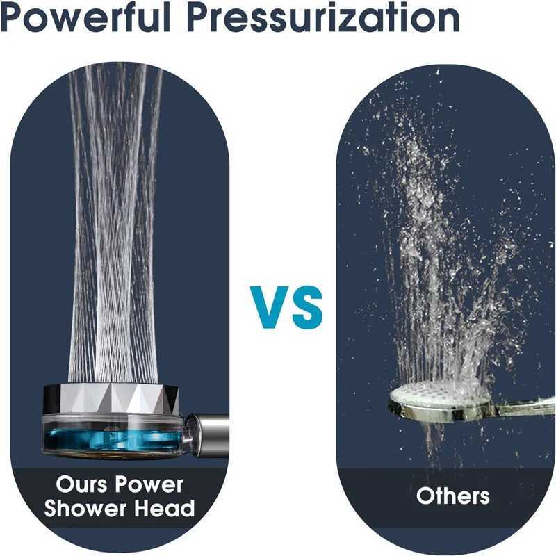 360 Degrees Turbo Rotating Fan Shower Head High Pressure Water Saving Spray Adjustable Showerhead Filters Bathroom Accessories C251220