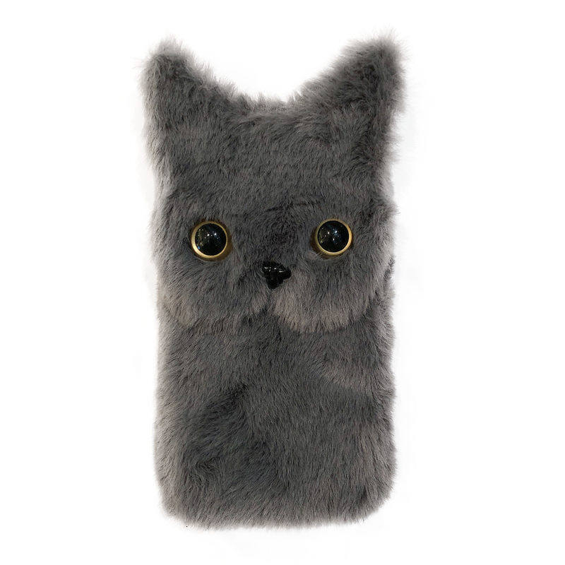 3D Plush Cat 16 Pro Max Apple 17 Phone Case Compatible with iPhone 15 Cute Cartoon 13 Winter Soft