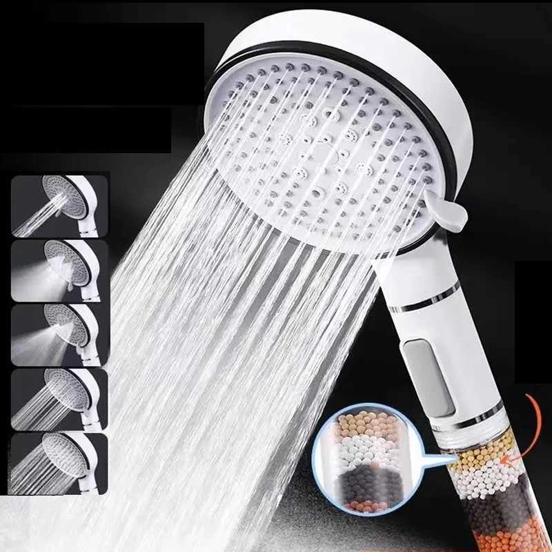 5 Modes High Pressure Shower Head Anti Limestone Filter Hygienic Remove Calcario Shower with Holder and Hose Bath Accessories C251220