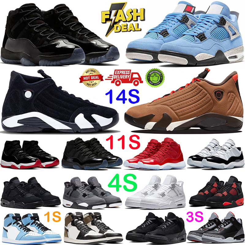 Designer Basketball Shoes Men 1s 3s 4s 11s 14s Black Cat Replica Gamma Metallic Reimagined Fire Red White Cement Cool Grey Olive Women Trainers Sneakers 36-47