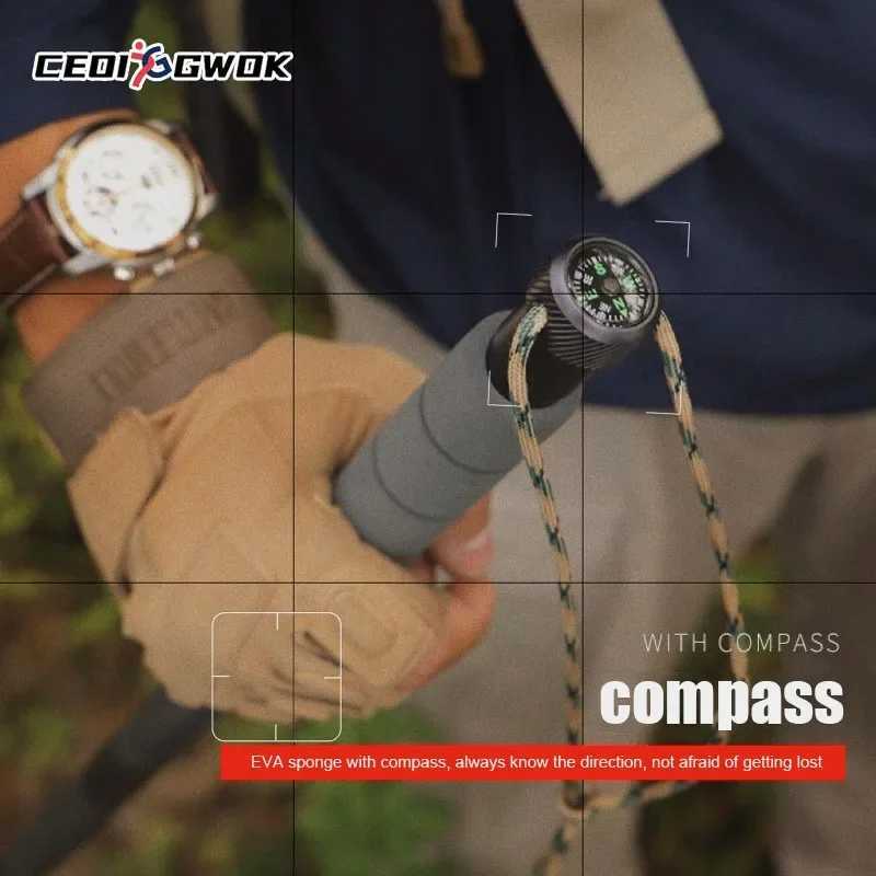 CEOI GWOK Walking Stick Hiking Gear Climbing Poles Foldable Trekking Poles Multifunctional Features for Outdoor Enthusiasts G251220