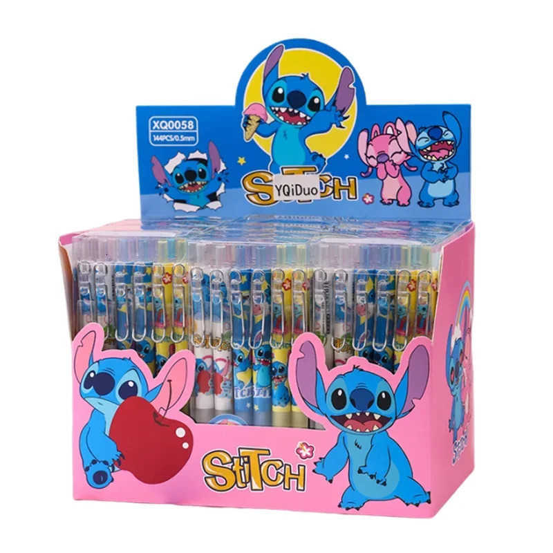 Disney Stitch Gel Pens 12-36pcs Cartoon New Pressing Pen Black Water Ink 05 Cute Signature Pen Stationery school Birthday Gift H251220