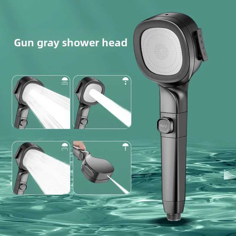 High-Pressure Gun Gray Shower Head with 3 Modes - Energy Saving Water Saving Handheld for Bathroom C251220
