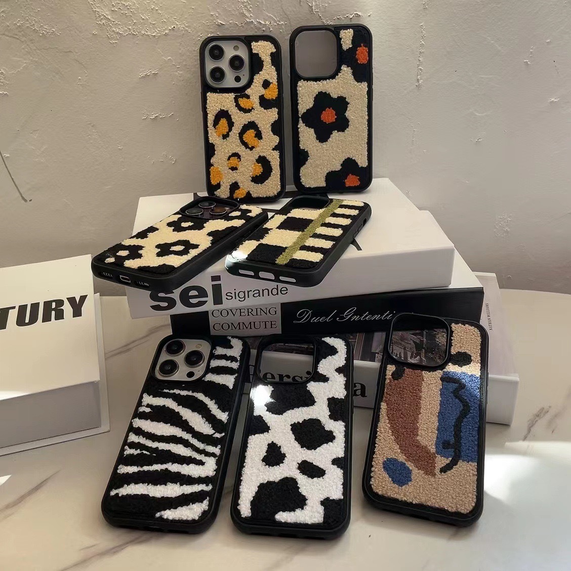 European and American Leopard Apple 16/17 Pro Max Phone Case Compatible with iPhone 15 Zebra Print 14 Women Plush Embroidery