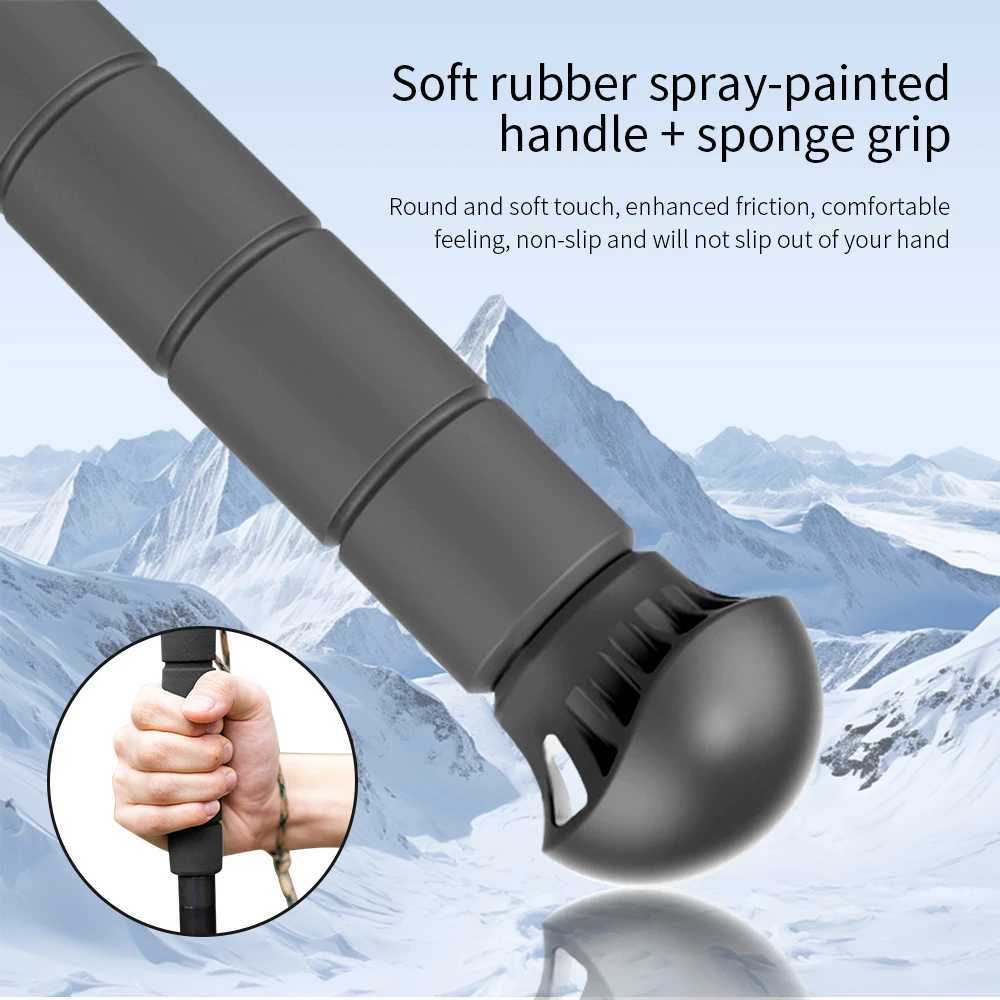 5-Section Multifunctional Trekking Pole Aluminum Alloy with Whistle Flint Anti-Slip and Telescopic for Outdoor Hiking G251220