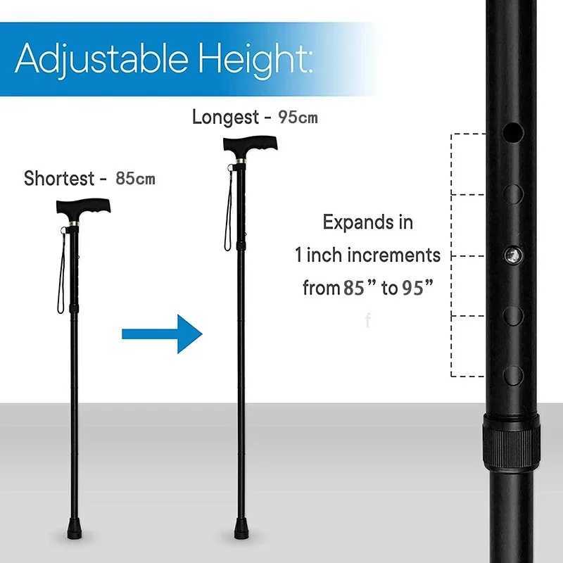 Multifunction Walking Stick Trekking Poles Telescopic Fold Crutches Hiking Stick Crutch Elderly Metal Stick Walking Cane Outdoor G251220