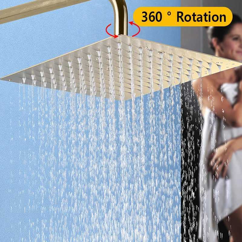 Top 1 Luxury Rushed Gold Shower Head Sus 304 Stainless Steel Bathroom Pressurized Rainfall Top Faucets Showers Heads Accessories C251220