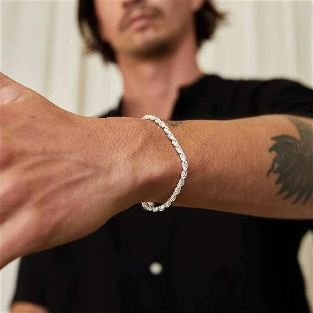 Hip Hop Stainless Steel Twist Chain Men Retro Gold Color Fashion Bracelet For Women Trendy Jewelry Accessories ddmythur