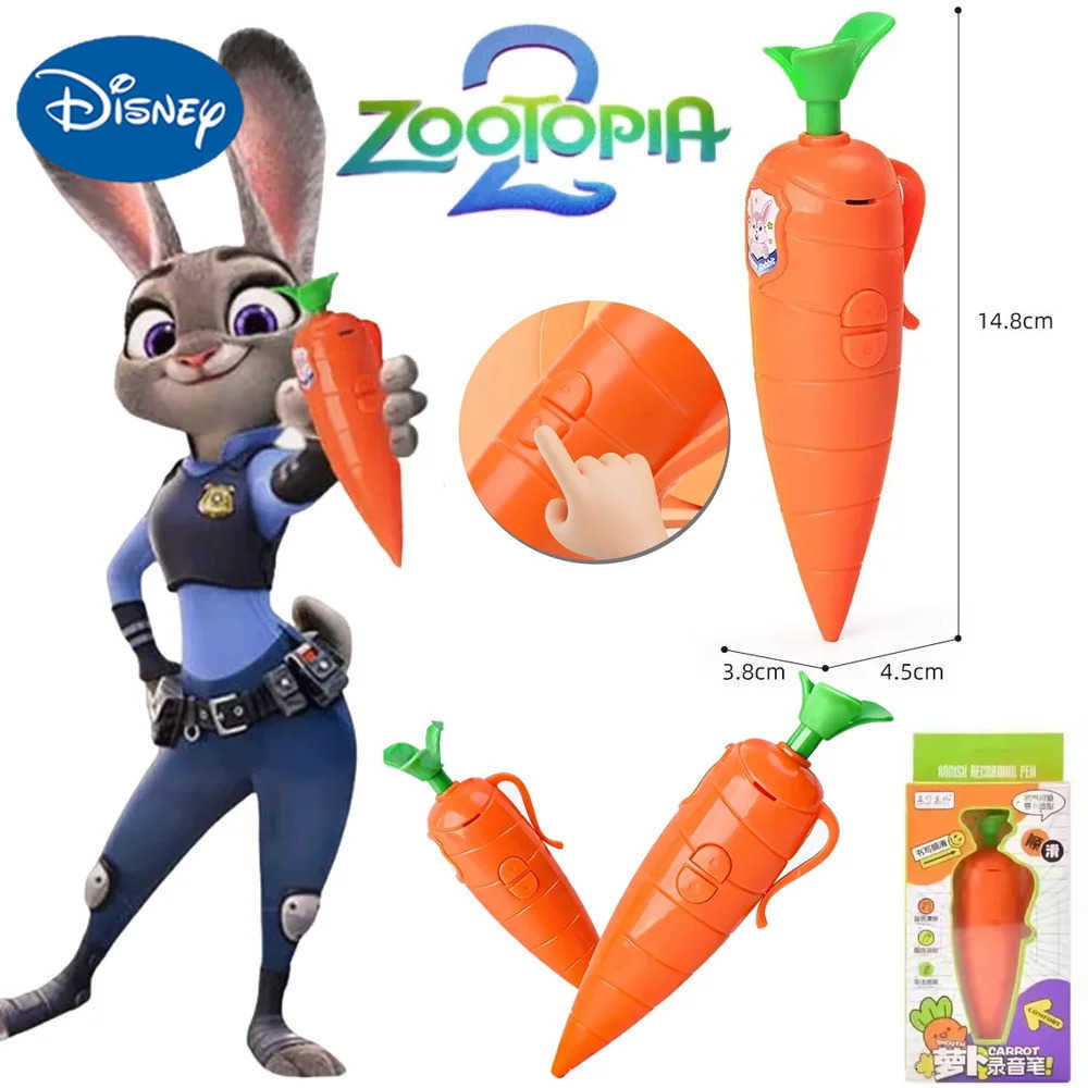 Disney Hot Zootopia 2 Judy Carrot-Shaped 2-in-1 Voice Recorder Ballpoint Pen 60-Second Recording Creative Novelty Stationery H251220