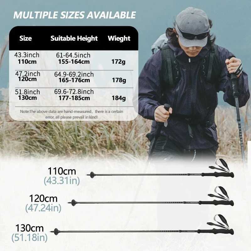 Naturehike 2025 New Aluminum Carbon Fiber Folding Hiking Cane Ultralight Trekking Poles 1pcs Travel Quick Open Walking Sticks G251220