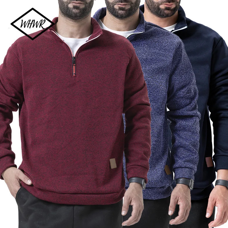 Men Sweatshirts Autumn Thicker Pullover Half Zipper Male Winter Solid Color Turtleneck Sweater Hoody Outdoor Sweatshirt 251219