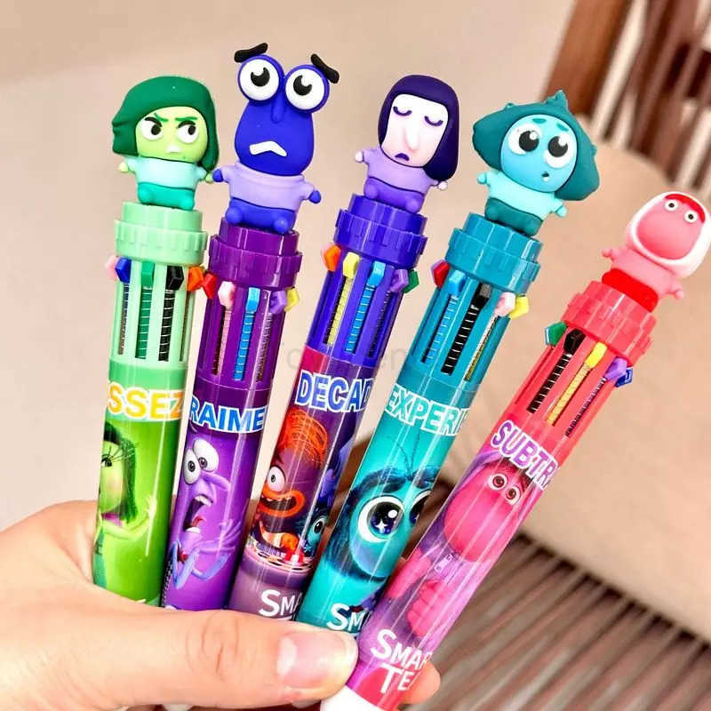 Disney 9/36pcs Inside Out Doll 10 Colors Ballpoint Pen Cartoon Colored Markings Multifunctional Student Supplies Stationery Wholesle H251220
