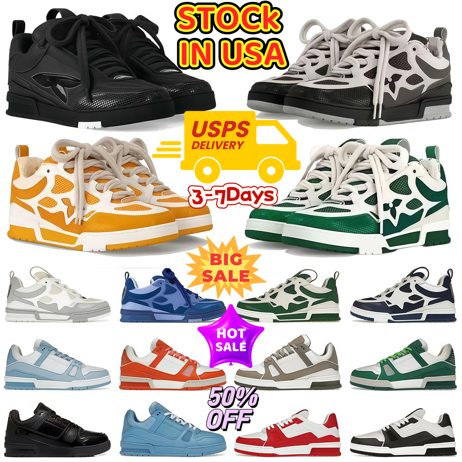 Original Box Luxury Virgil Skate Trainers For Men Dress Shoes Designer Shoe With Calfskin Leather Womens Casual Shoes Outdoor Classic Low Platform Sneakers 36-45