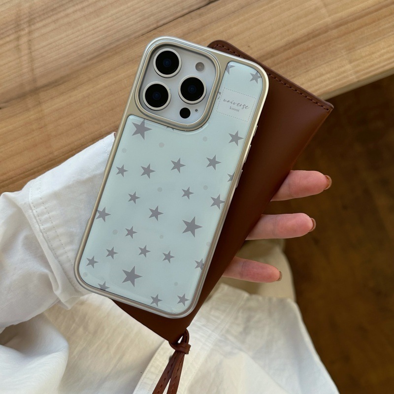 High-end Electroplated Epoxy Star Case iPhone 17 Pro Max, Apple 16, 14, 15, Niche Design for Women